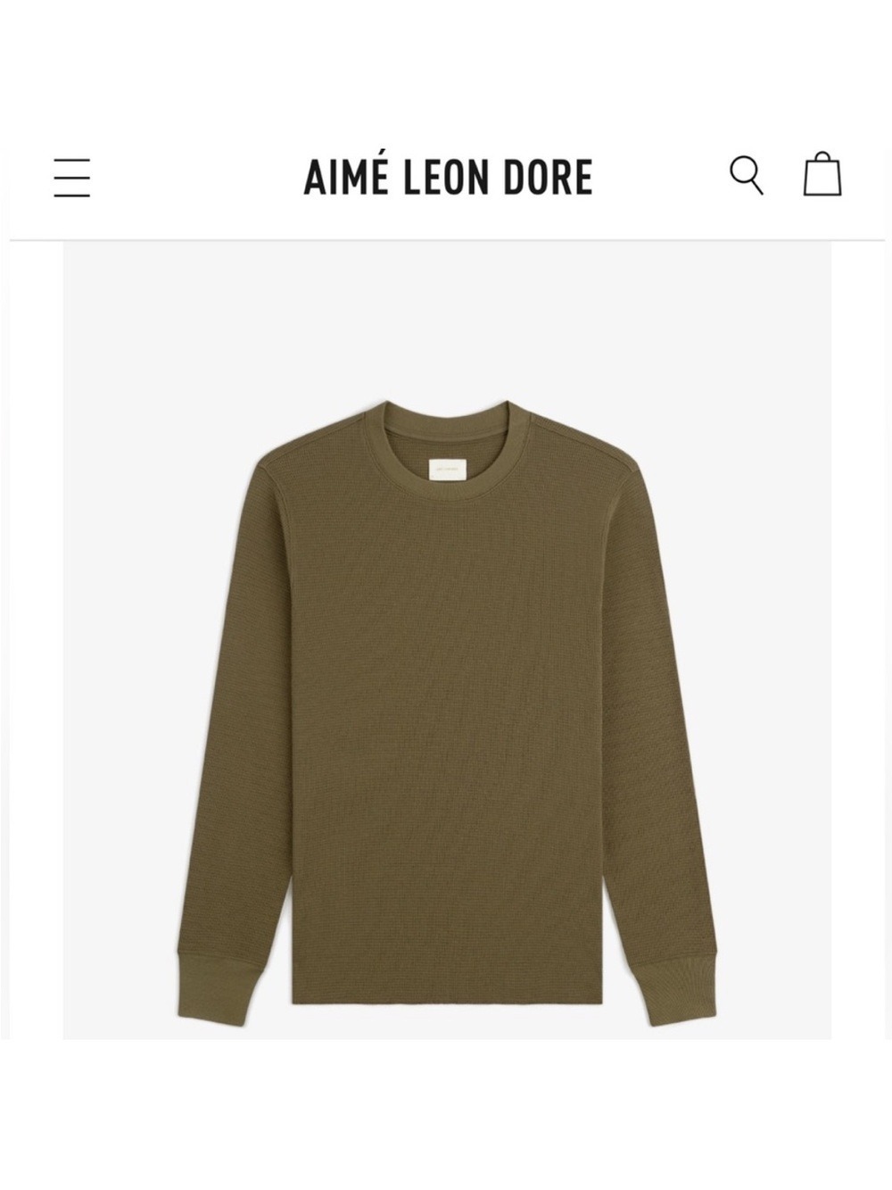 Aime Leon Dore Olive Crewneck Long Sleeve Tee